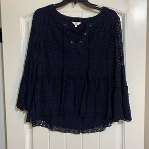 Navy blue lace blouse size L
